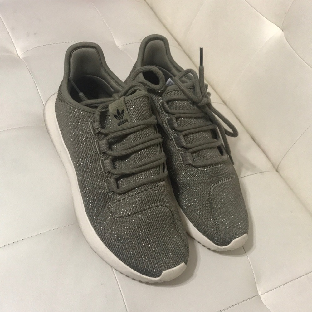 Army green sparkly adidas “ tubular” NEW